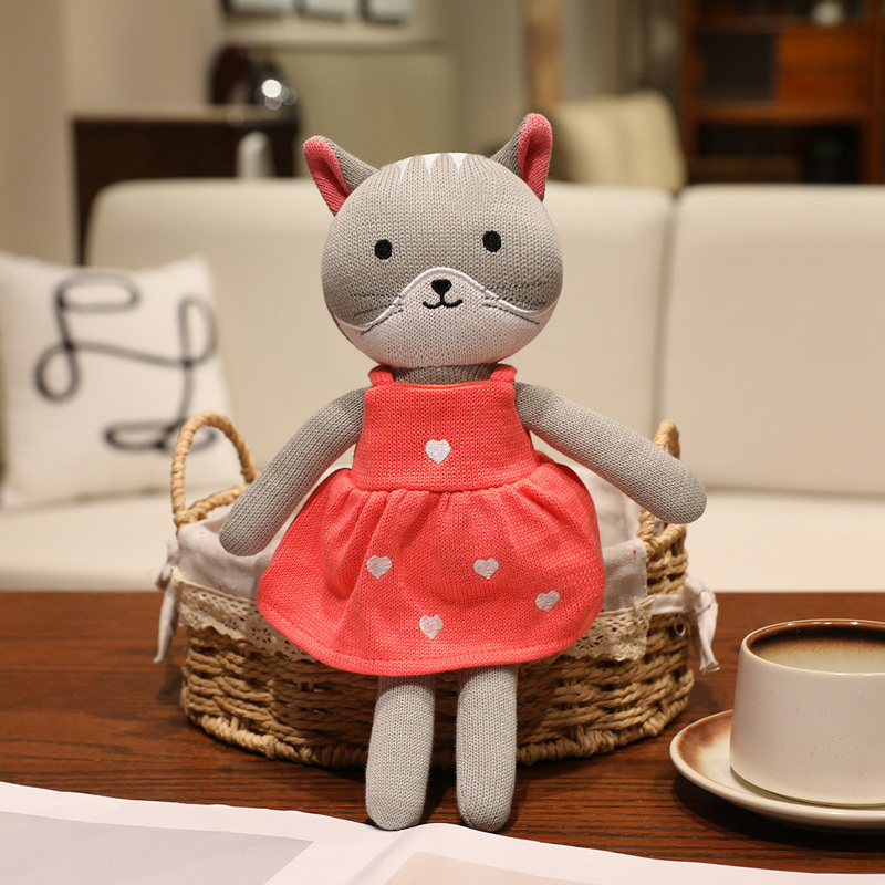 Knitted Animal Plush Toy with Clothes - Cute Dressed Stuffed Animal for Kids 12