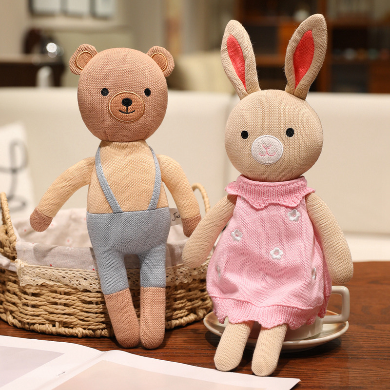 Knitted Animal Plush Toy with Clothes - Cute Dressed Stuffed Animal for Kids 11