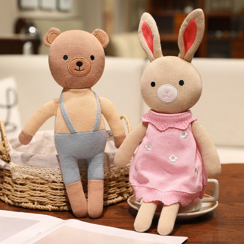 Knitted Animal Plush Toy with Clothes - Cute Dressed Stuffed Animal for Kids 1