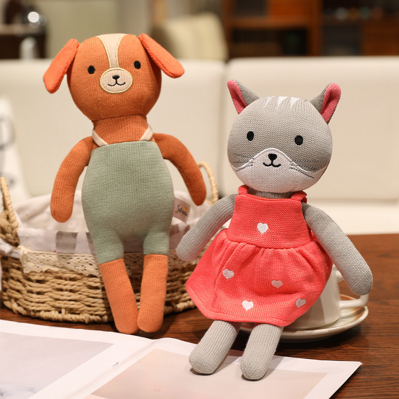 Knitted Animal Plush Toy with Clothes - Cute Dressed Stuffed Animal for Kids 16