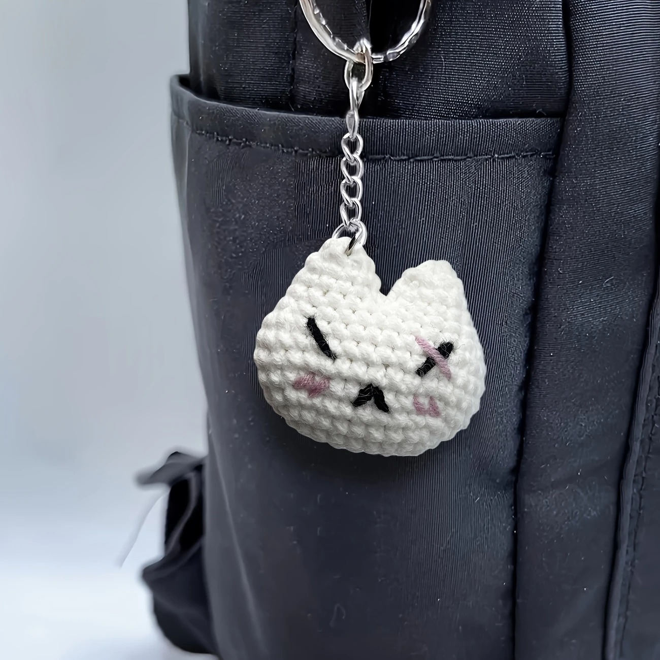 4cm Handmade Knitted Black & White Cat Couple Keychain Ornaments – Cute Mini Hanging Plush Charms Gift 17