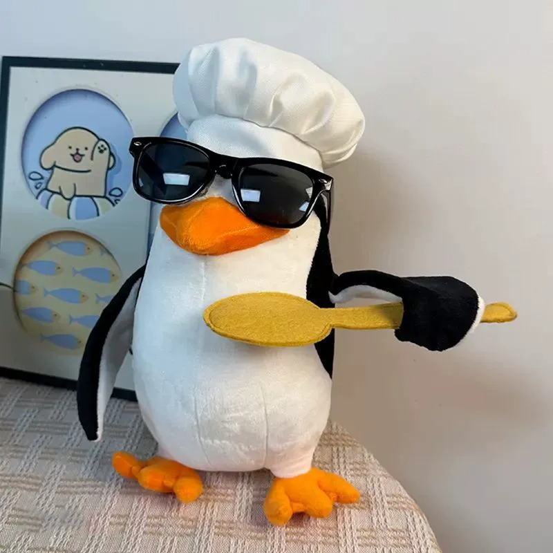 Cool Chef Penguin Plush Toy with Sunglasses & Cooking Spoon - Funny Stuffed Animal Decor 11