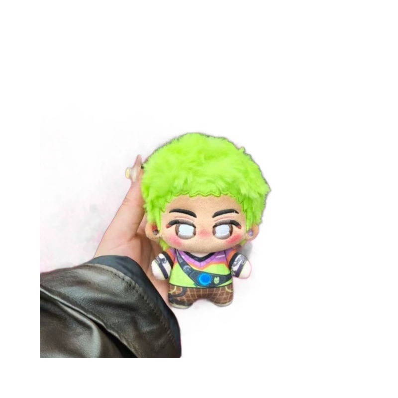 10cm Neon Green Hair Trendy Plush Doll - Stylish Character Toy with Unique Outfit & Tattoo Accents 11