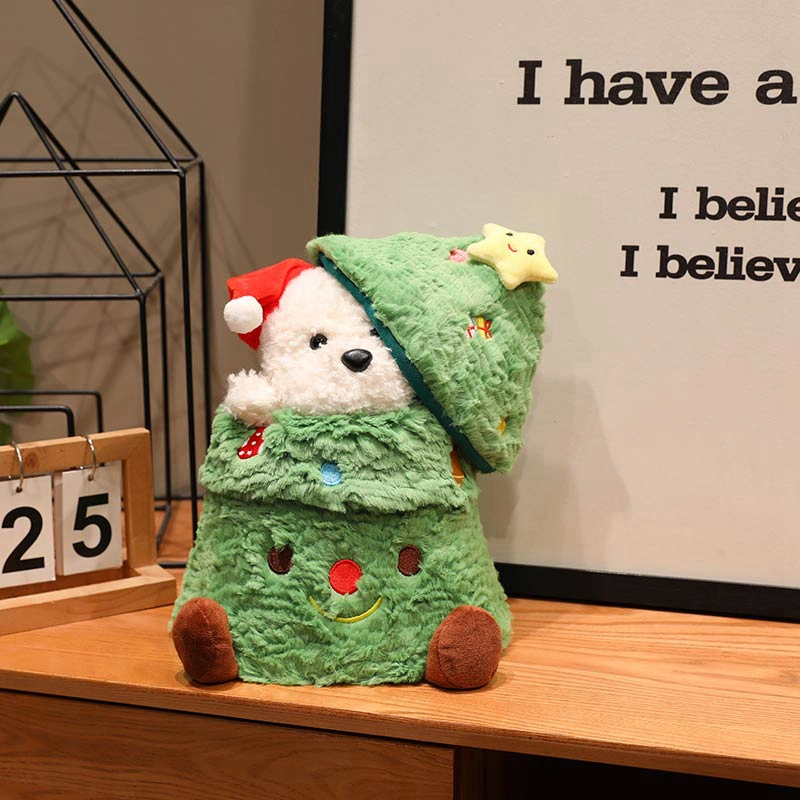 Christmas Tree &amp; Puppy Plush Doll - Cute Soft Stuffed Toy for Holiday Home Decor 1
