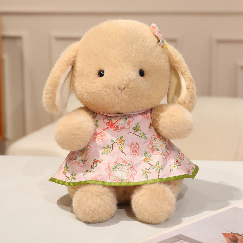 Chinese Style Lop-Eared Rabbit Plush Doll - Cute Soft Stuffed Toy for Home Decor 12