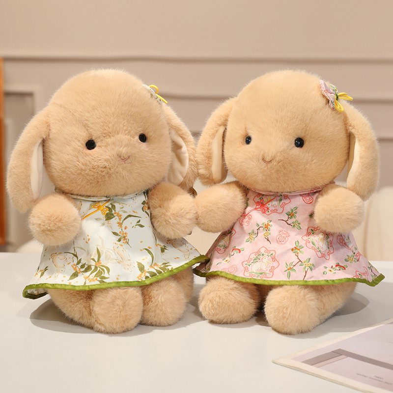 Chinese Style Lop-Eared Rabbit Plush Doll - Cute Soft Stuffed Toy for Home Decor 14