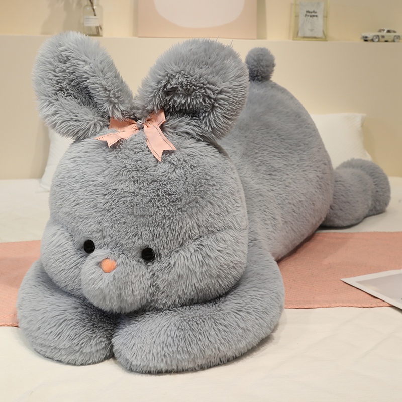 Big Rabbit Stuffed Toy Pillow - Fluffy Bunny Plush Cushion for Decoration & Hugging 12