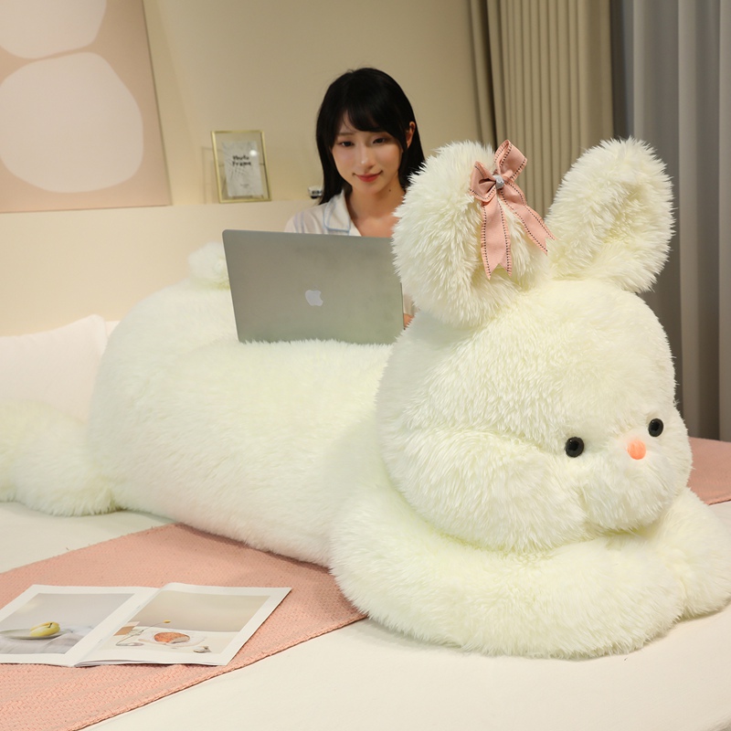 Big Rabbit Stuffed Toy Pillow - Fluffy Bunny Plush Cushion for Decoration & Hugging 17