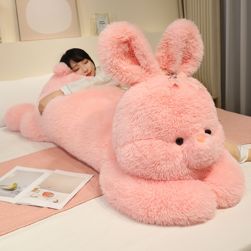 Big Rabbit Stuffed Toy Pillow - Fluffy Bunny Plush Cushion for Decoration & Hugging 16