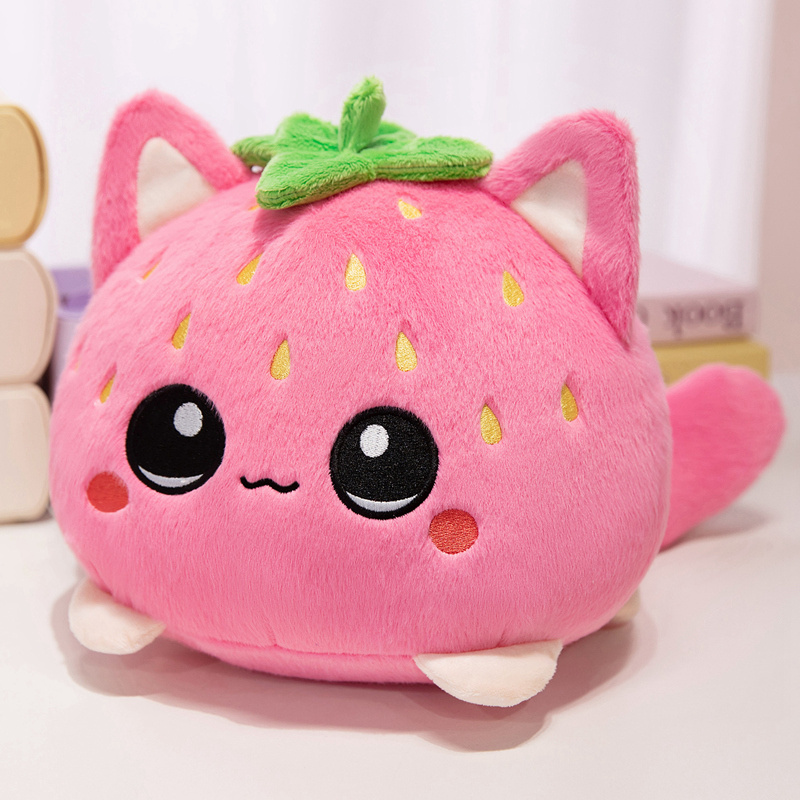 Strawberry Cat Plush Doll - Soft Stuffed Kitty with Strawberry Design 13