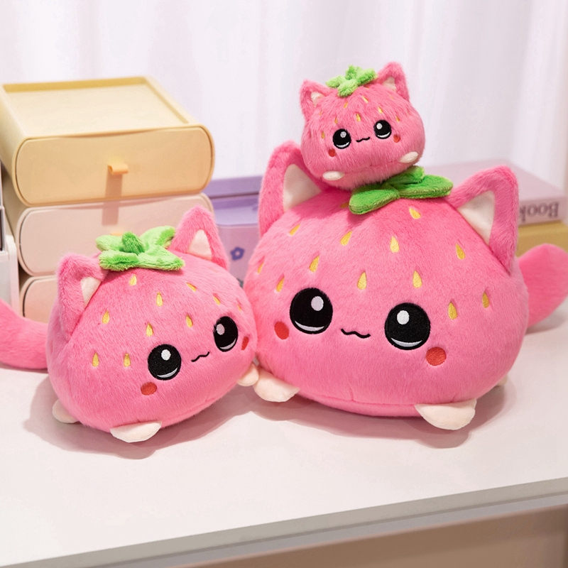 Strawberry Cat Plush Doll - Soft Stuffed Kitty with Strawberry Design 11