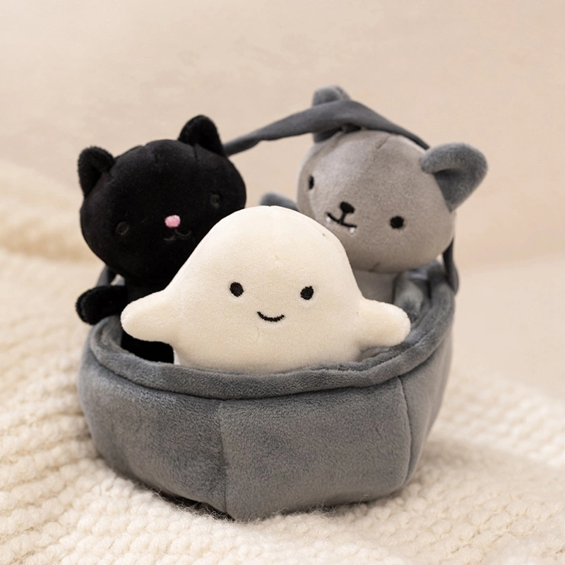 Peluche de Halloween con caldero, murciélago y fantasma: peluches suaves y espeluznantes 1