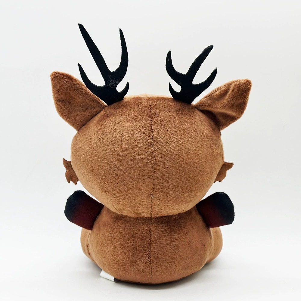 Cute Brown Deer Plush Toy with Big Eyes, Black Antlers & Unique Open-Mouth Design - Soft Stuffed Animal Doll for Collect 17
