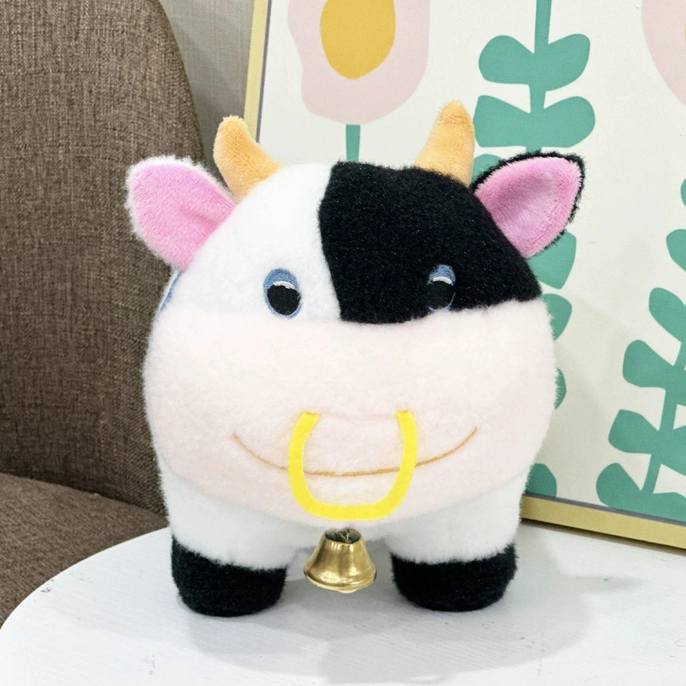 Cute Black &amp; White Cow Plush Toy with Nose Ring and Bell, 18cm Tall 203g, Soft Stuffed Animal Doll for Kids &amp; Gifts 1