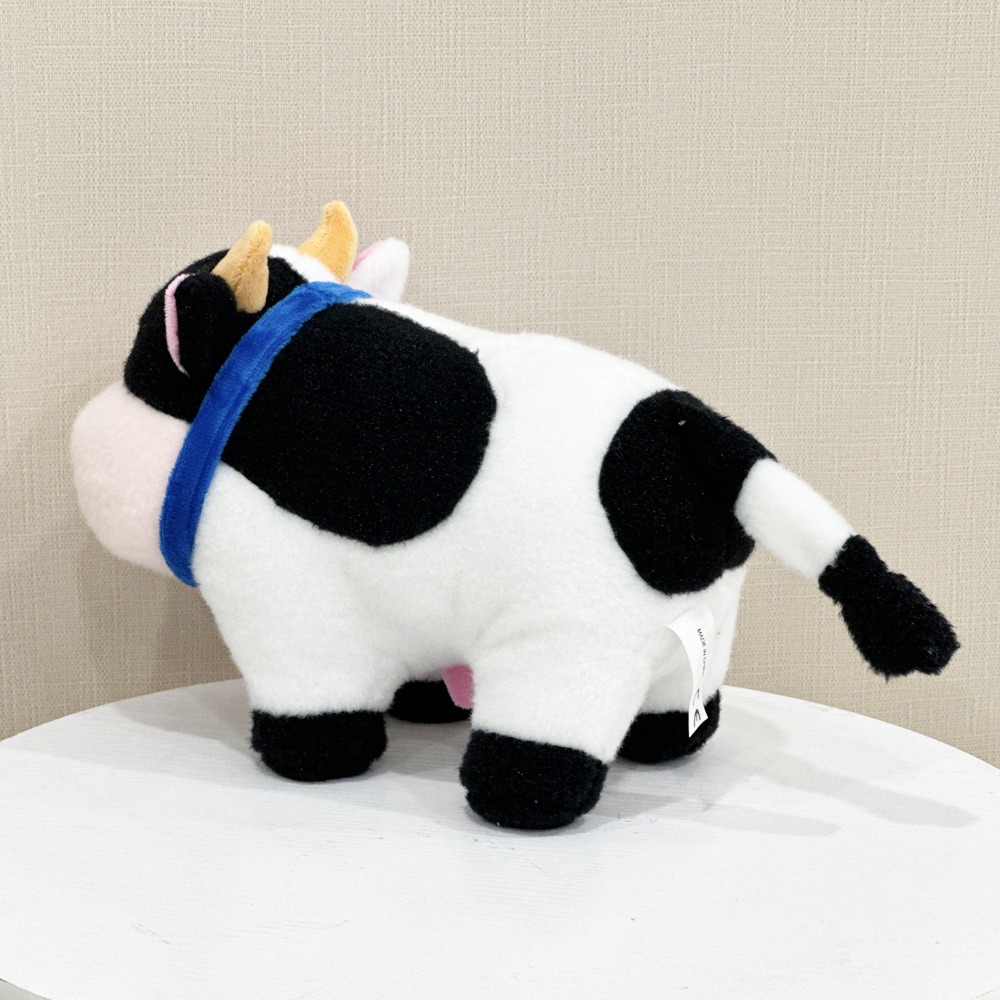 Cute Black & White Cow Plush Toy with Nose Ring and Bell, 18cm Tall 203g, Soft Stuffed Animal Doll for Kids & Gifts 17