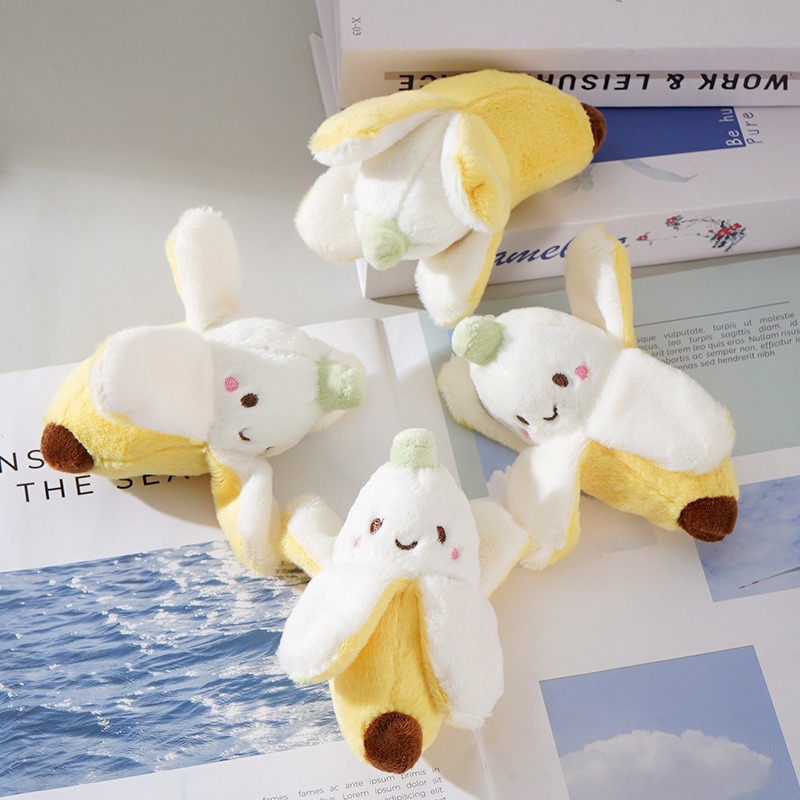 13cm Cute Peeled Banana Plush Keychain - Adorable Smiling Fruit Stuffed Toy Key Ring for Bags Banana Soft Toy 11