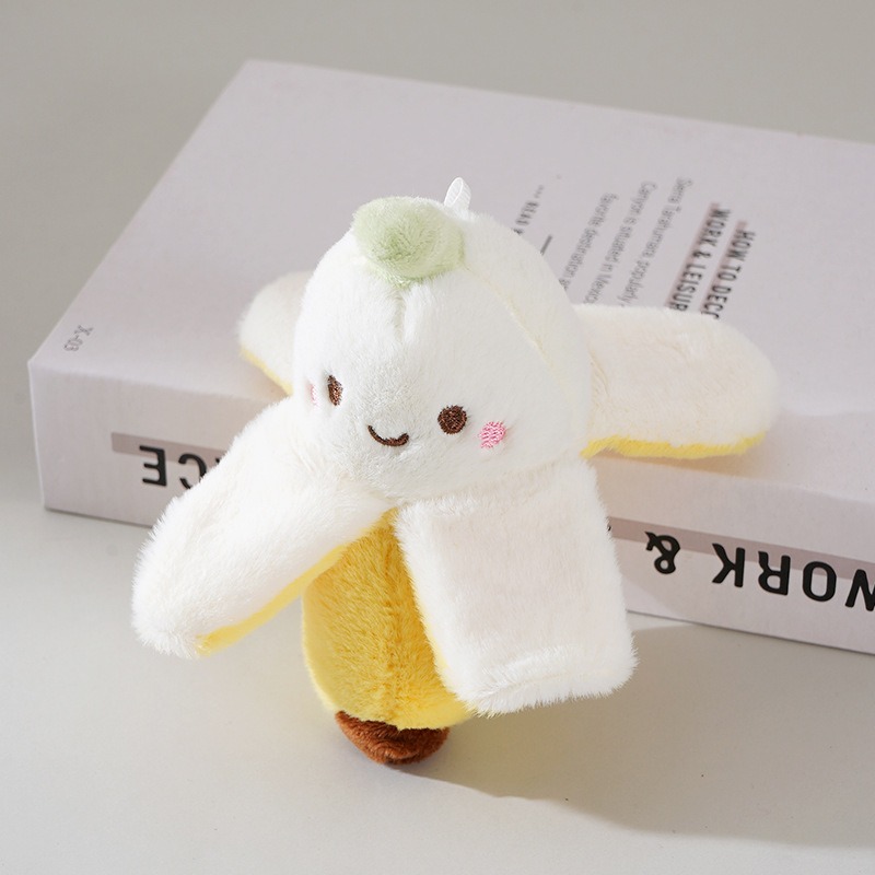13cm Cute Peeled Banana Plush Keychain - Adorable Smiling Fruit Stuffed Toy Key Ring for Bags Banana Soft Toy 21