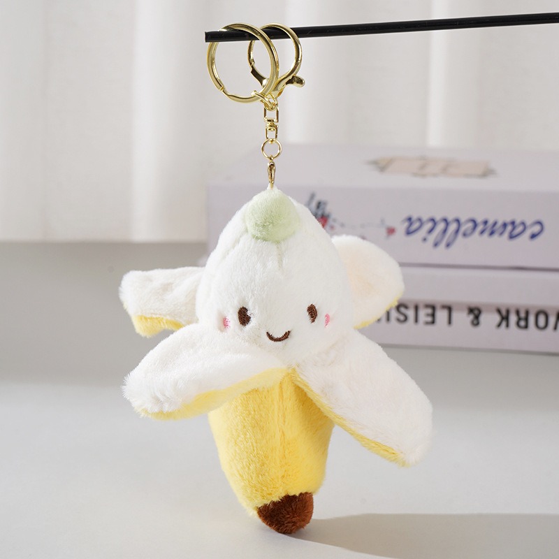 13cm Cute Peeled Banana Plush Keychain - Adorable Smiling Fruit Stuffed Toy Key Ring for Bags Banana Soft Toy 20
