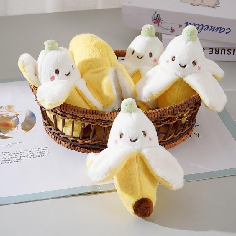13cm Cute Peeled Banana Plush Keychain - Adorable Smiling Fruit Stuffed Toy Key Ring for Bags Banana Soft Toy 17