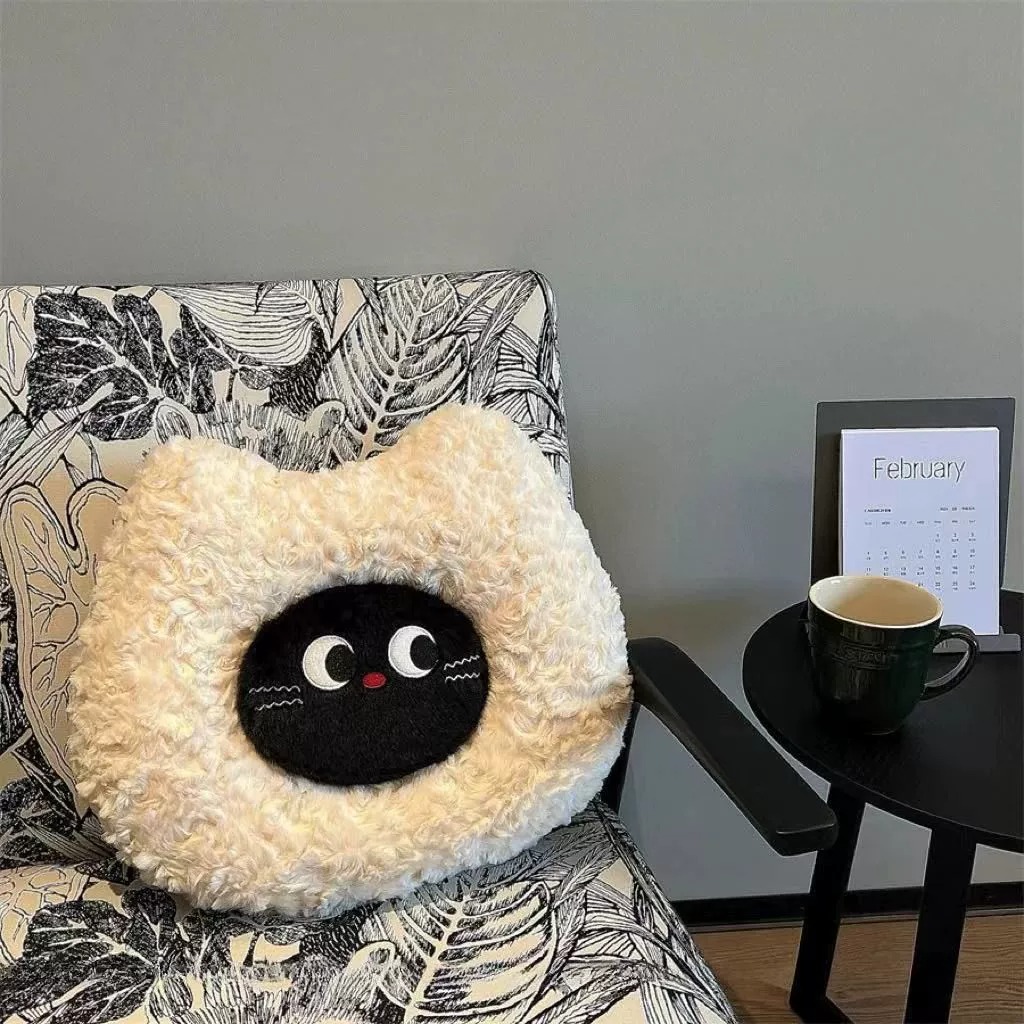 Adorable Cartoon Cat - Shaped Plush Pillows with Big Eyes, Two - Tone Fluffy Cushions for Home Decor & Cuddling 12