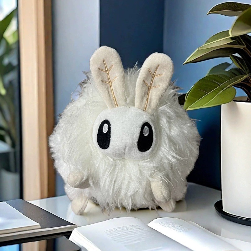 Fluffy White Moth Plushie Toy Cute Insect Plushie Soft Stuffed Animal with Antennae Wings Kawaii Gift 20cm 12