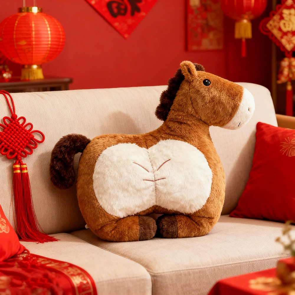 Cute Chubby Brown Horse Plush Toy Soft Stuffed Animal for Kids & Collectors 11
