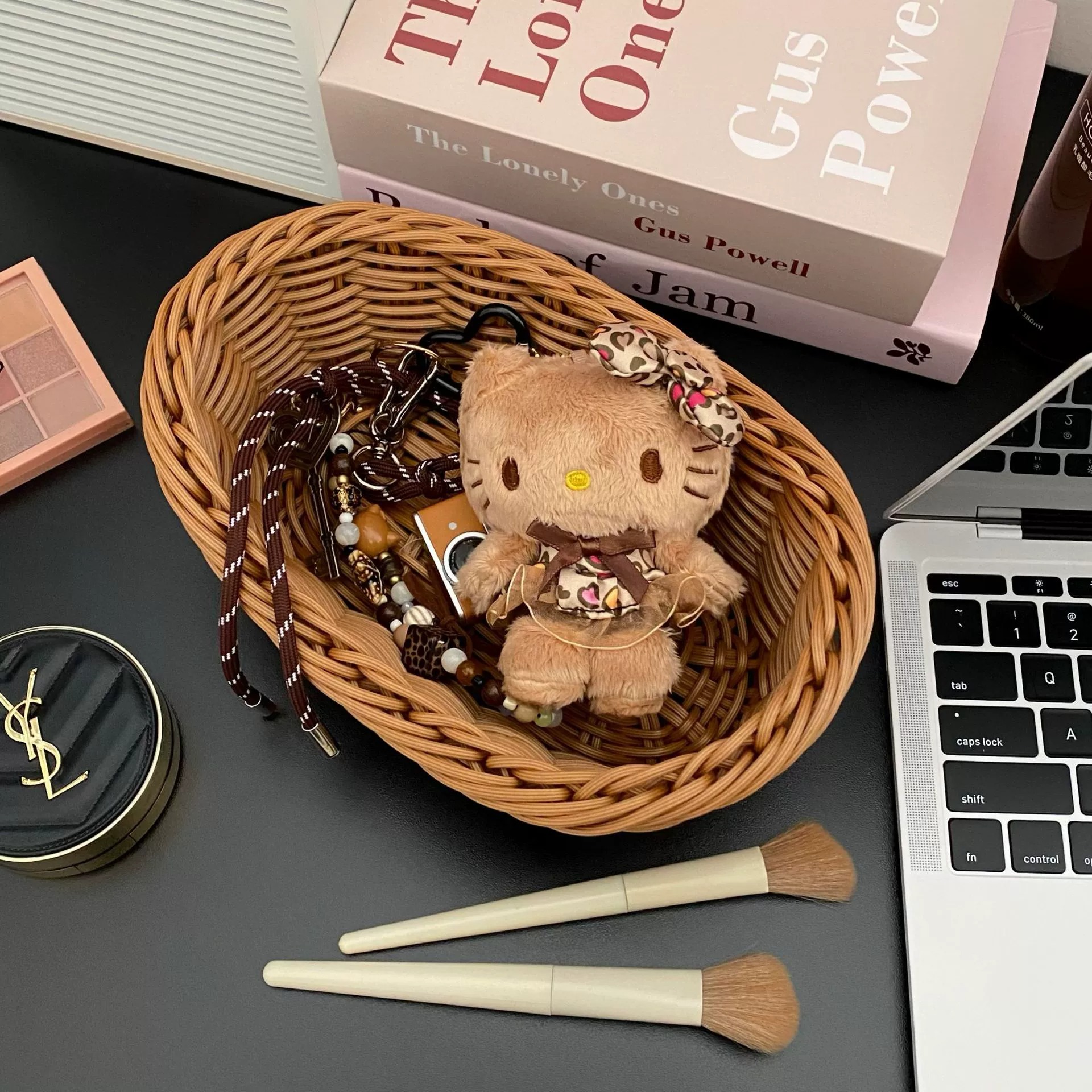 Vintage Hello Kitty Plush Keychain with Mini Camera Charm & Bohemian Beads - Cute Multi-functional Accessory for Bags & 12