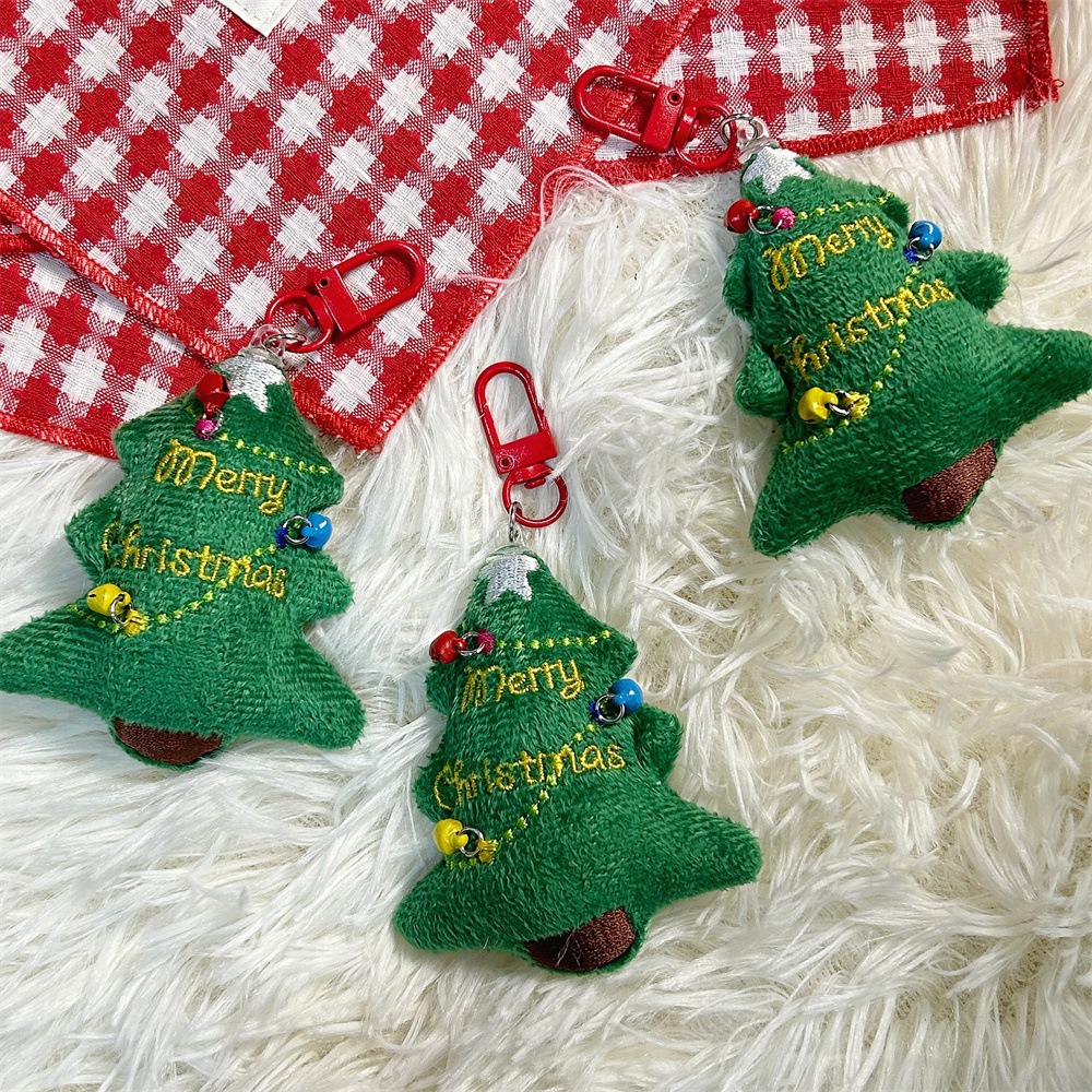 Merry Christmas Plush Christmas Tree Keychains with Colorful Bells - Cute Festive Keyring Accessories for Holiday Gifts 19