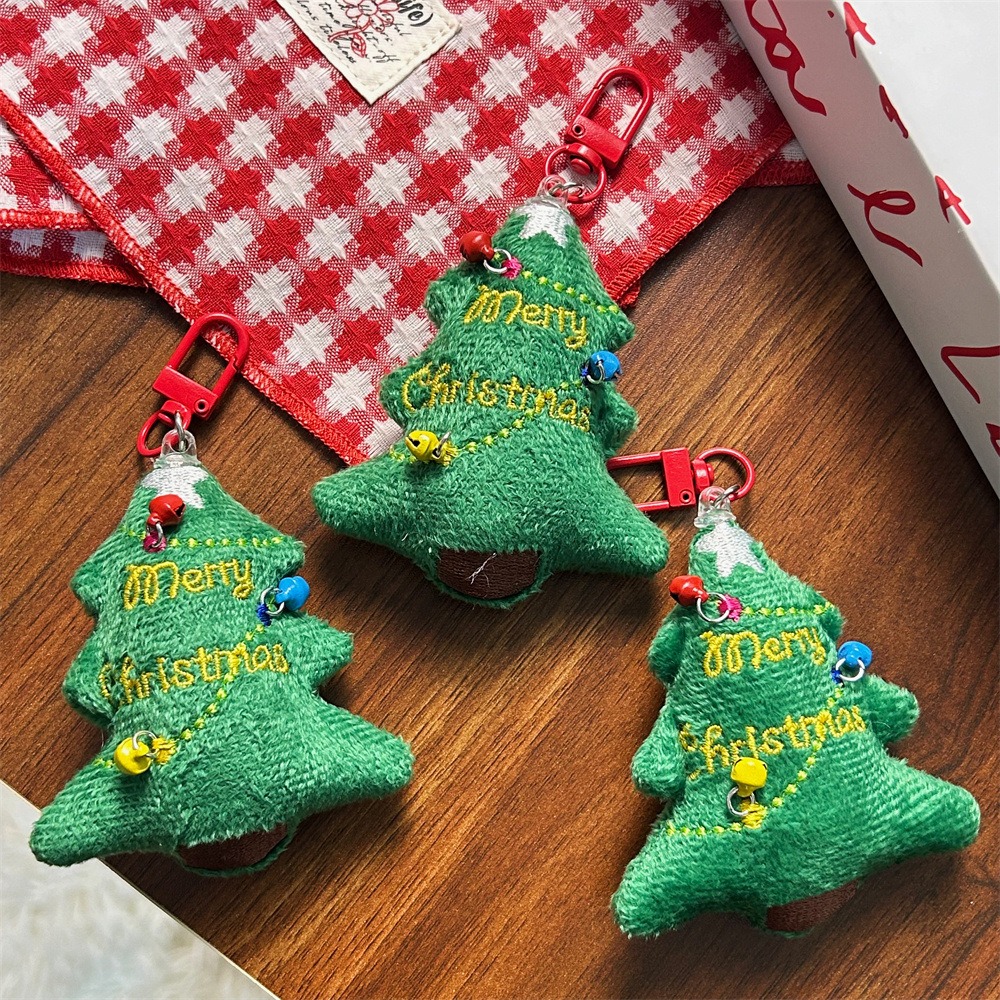 Merry Christmas Plush Christmas Tree Keychains with Colorful Bells - Cute Festive Keyring Accessories for Holiday Gifts 20