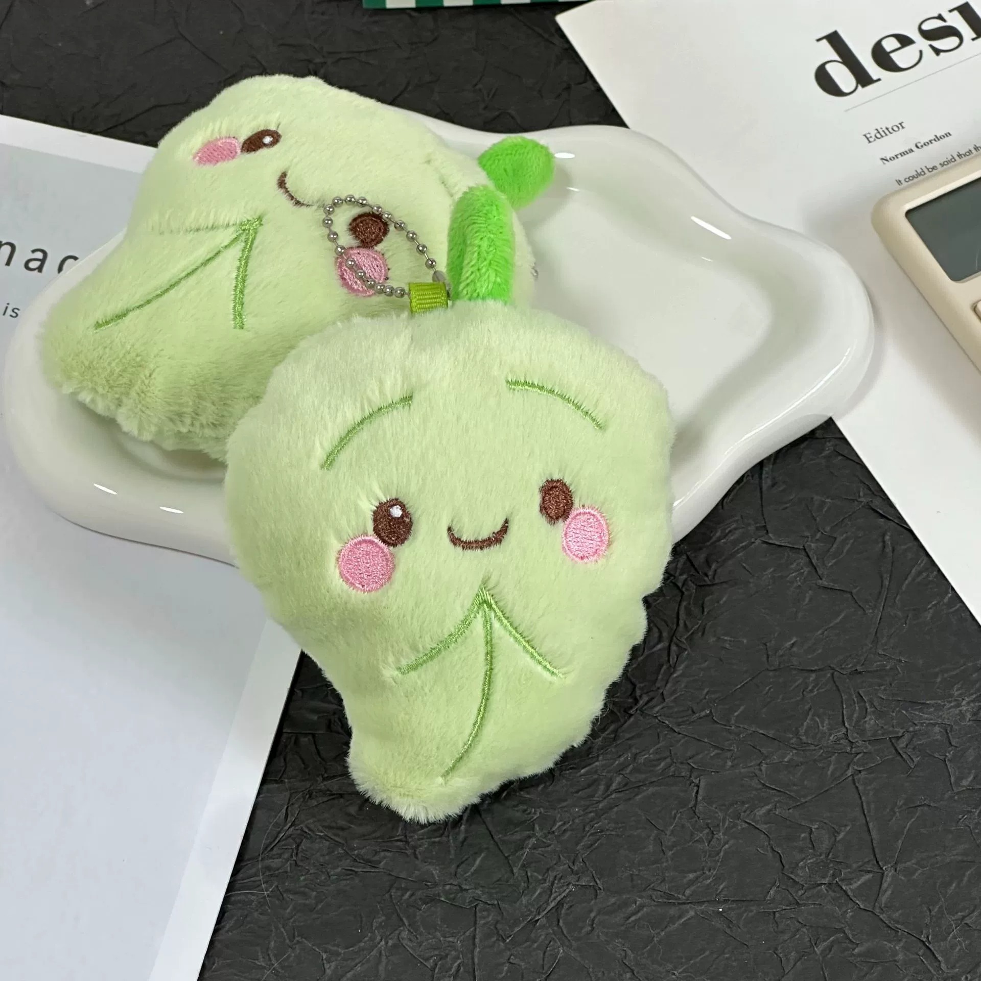 12cm Cute Leaf Plush Keychains - Orange Maple & Green Leaf Stuffed Charms with Adorable Expressions 14
