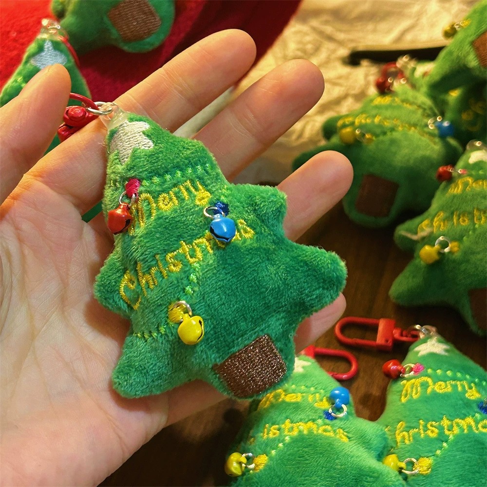 Merry Christmas Tree Plush Keychain with Colorful Bells - Cute Festive Stuffed Key Ring for Bag Decoration & Gift 12