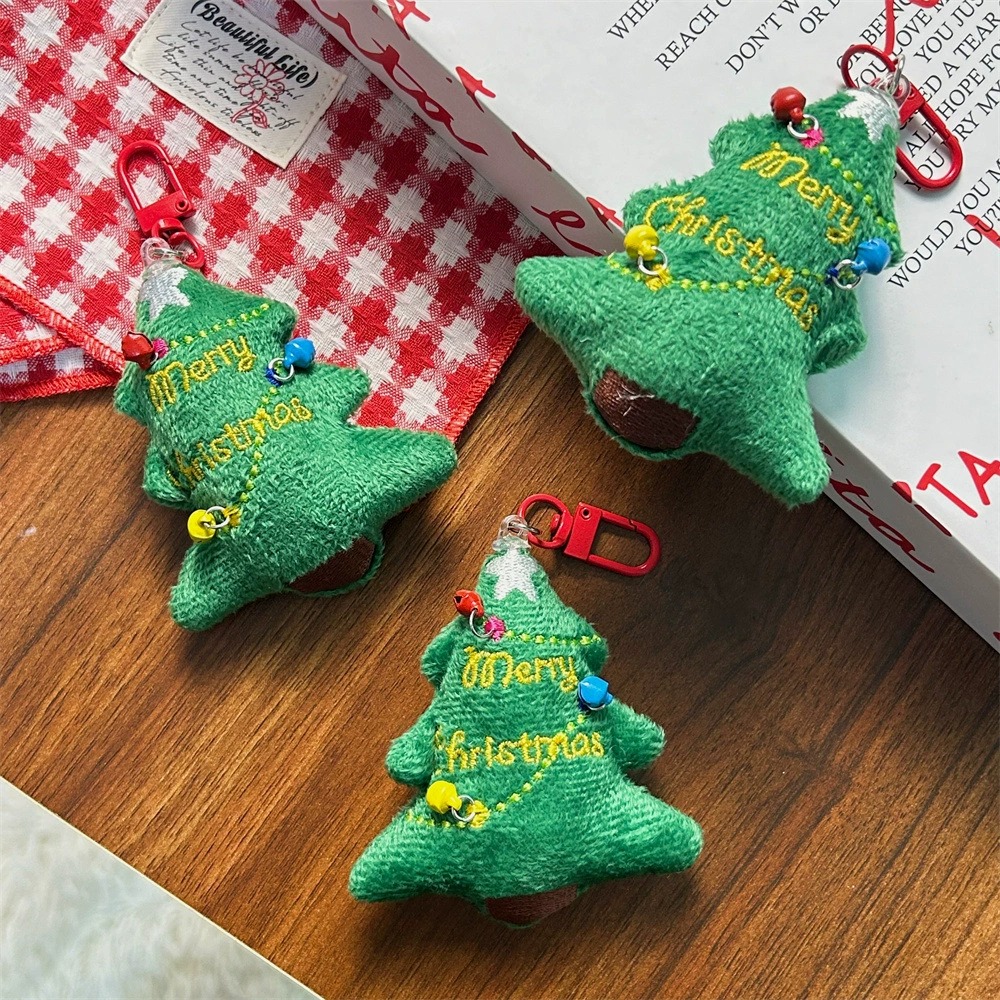 Merry Christmas Tree Plush Keychain with Colorful Bells - Cute Festive Stuffed Key Ring for Bag Decoration & Gift 13