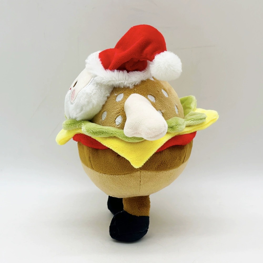 Adorable peluche de Noël Père Noël en forme de hamburger - 21 cm, 110 g - Décoration et cadeau de Noël 15