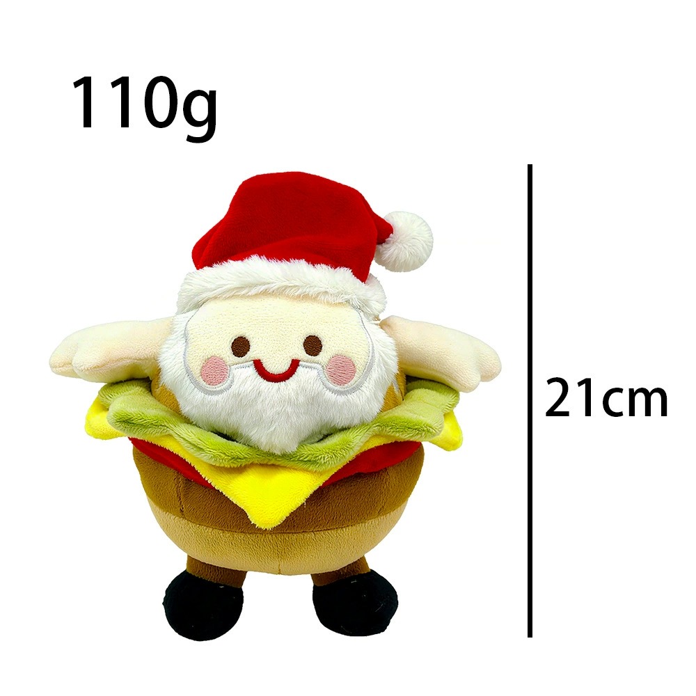 Adorable peluche de Noël Père Noël en forme de hamburger - 21 cm, 110 g - Décoration et cadeau de Noël 17