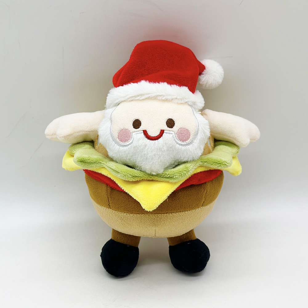 Adorable peluche de Noël Père Noël en forme de hamburger - 21 cm, 110 g - Décoration et cadeau de Noël 13