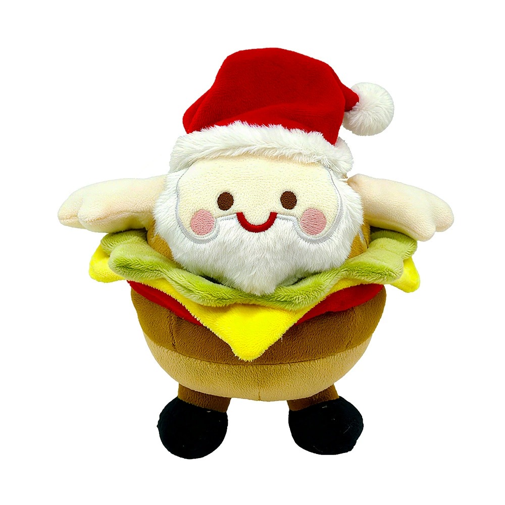 Adorable peluche de Noël Père Noël en forme de hamburger - 21 cm, 110 g - Décoration et cadeau de Noël 12