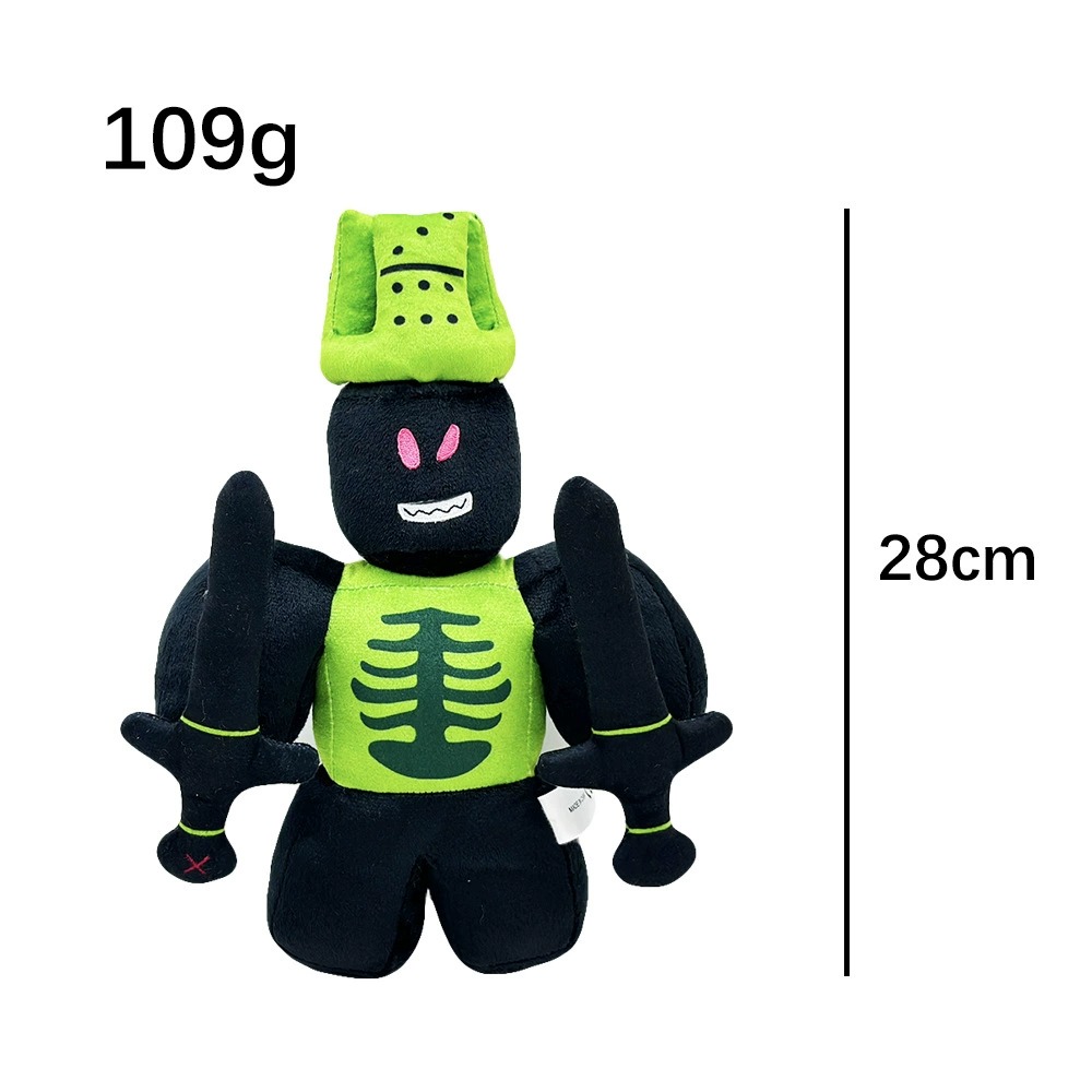 28cm Forsaken 1x1x1x1 Plush Cool Black & Neon Green Plush Toy Unique Character Stuffed Doll 15