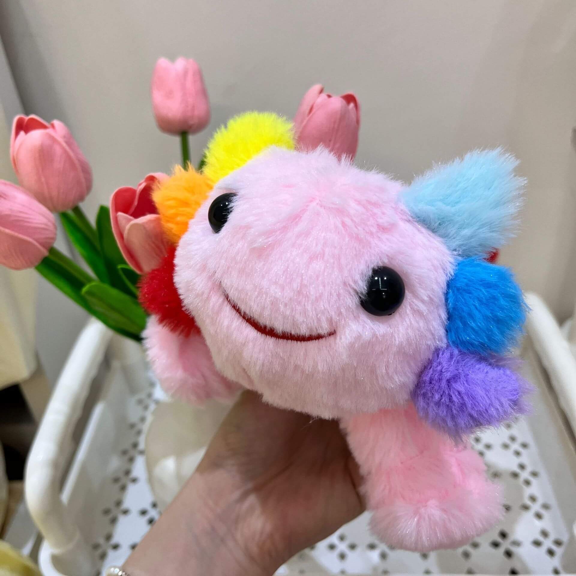 Wholesale 25CM Cute Furry Mexican Rainbow Axolotl Plush Keychain Multi Colors Soft Stuffed Salamander Peluche Kids Gift 12