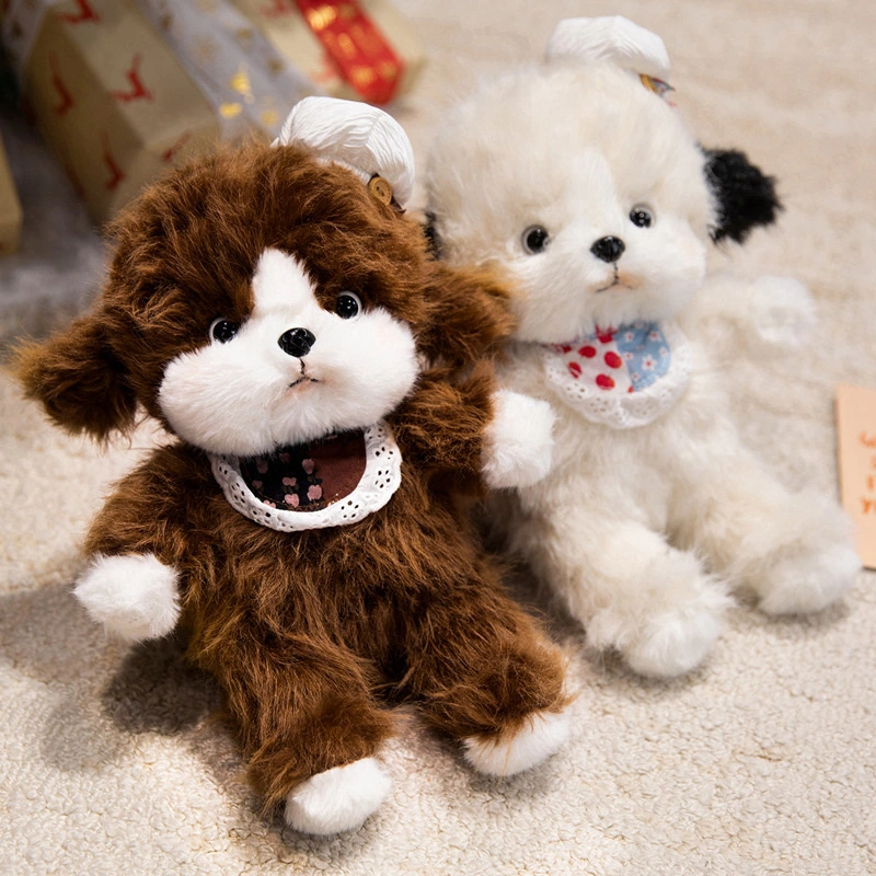 Adorable Bibbed Puppy Plush Toy - Soft Stuffed Dog Doll with Cute Detachable Bib, Perfect for Kids Toddlers Baby Boys 1