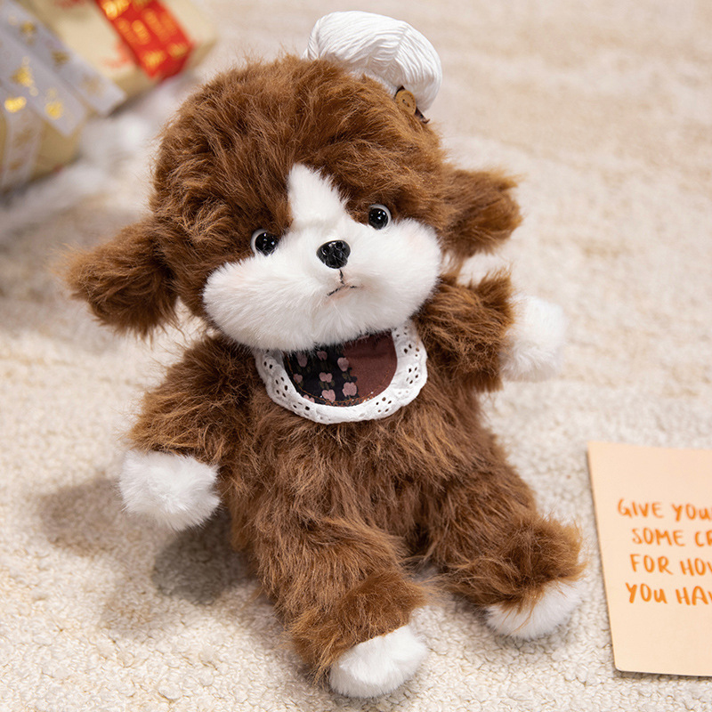 Adorable Bibbed Puppy Plush Toy - Soft Stuffed Dog Doll with Cute Detachable Bib, Perfect for Kids Toddlers Baby Boys 12