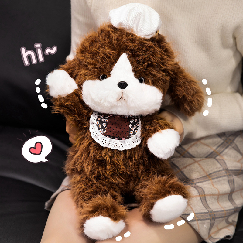 Adorable Bibbed Puppy Plush Toy - Soft Stuffed Dog Doll with Cute Detachable Bib, Perfect for Kids Toddlers Baby Boys 15