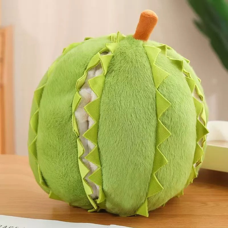 Lindo peluche de durian de 25 cm: almohada suave con forma de fruta y adorable diseño puntiagudo, decoración de peluche verde para acurrucarse. 12