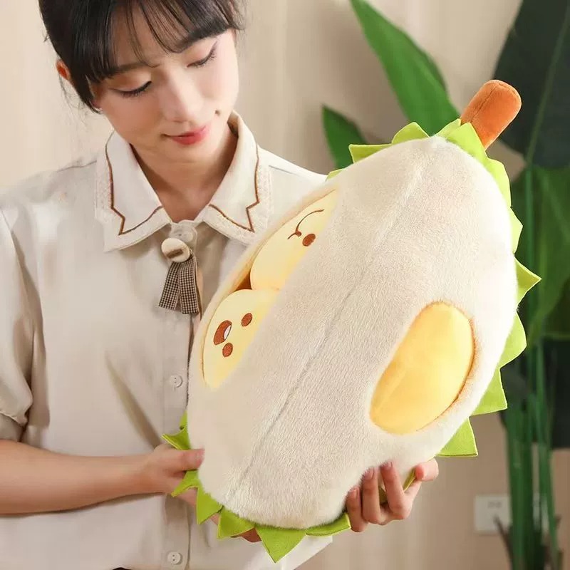 Lindo peluche de durian de 25 cm: almohada suave con forma de fruta y adorable diseño puntiagudo, decoración de peluche verde para acurrucarse. 15