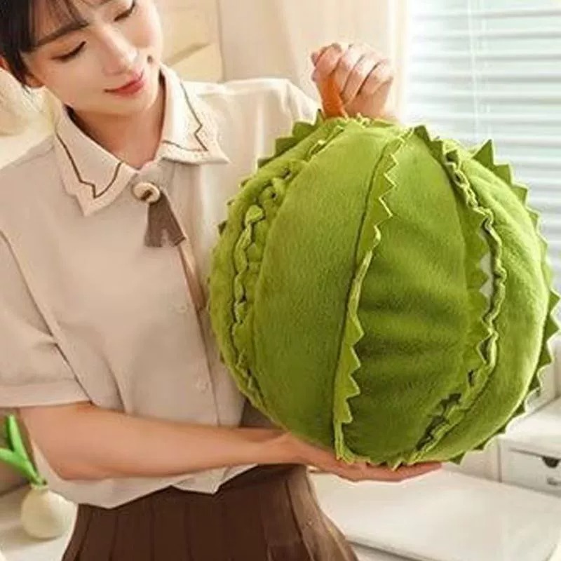 Lindo peluche de durian de 25 cm: almohada suave con forma de fruta y adorable diseño puntiagudo, decoración de peluche verde para acurrucarse. 14
