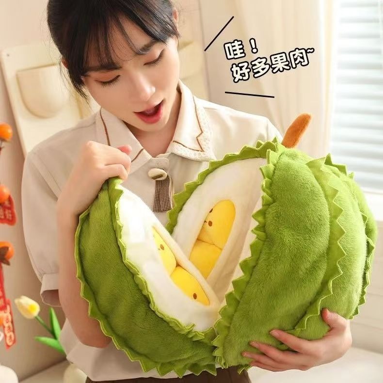 Lindo peluche de durian de 25 cm: almohada suave con forma de fruta y adorable diseño puntiagudo, decoración de peluche verde para acurrucarse. 17