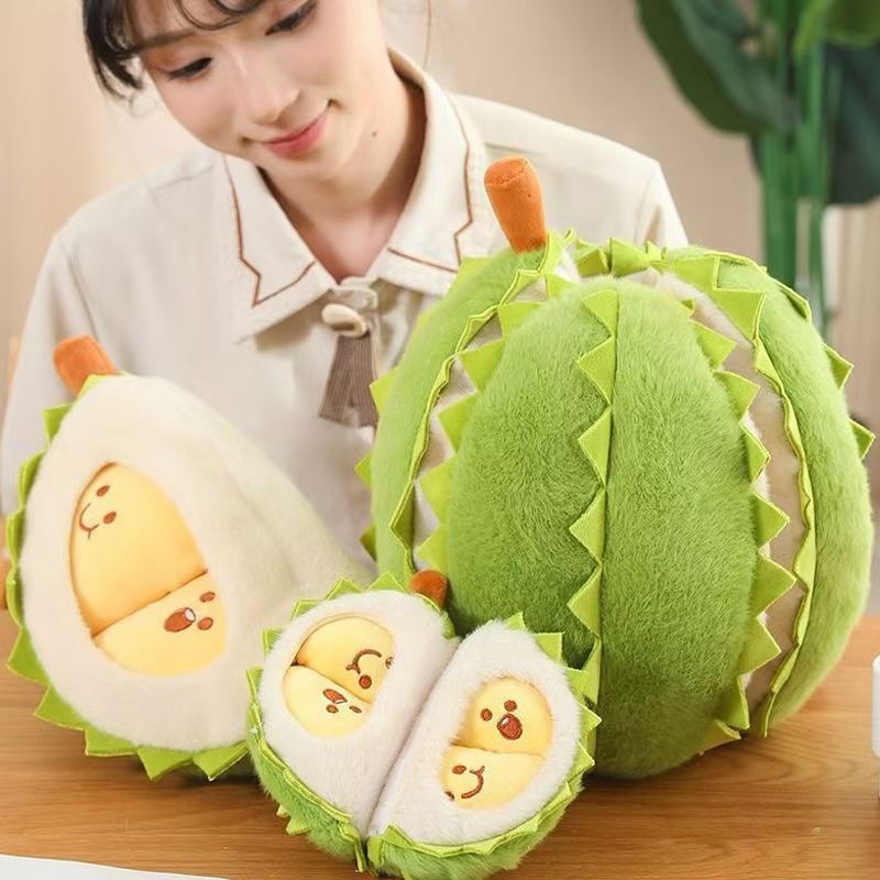 Lindo peluche de durian de 25 cm: almohada suave con forma de fruta y adorable diseño puntiagudo, decoración de peluche verde para acurrucarse. 18