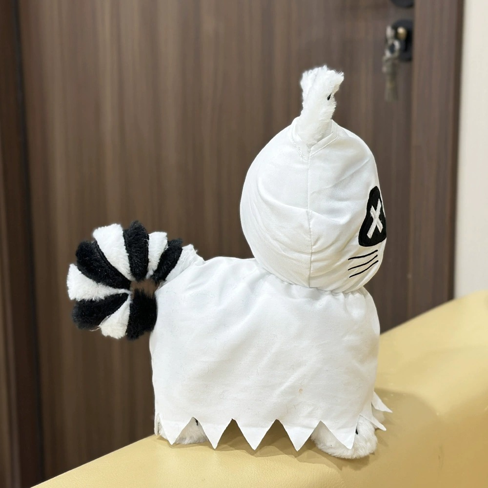 Cute Halloween Ghost Cat Plush Toy - 25cm Spooky Cartoon Stuffed Animal with X-Eyes & Striped Tail, 180g Festive Decor 17