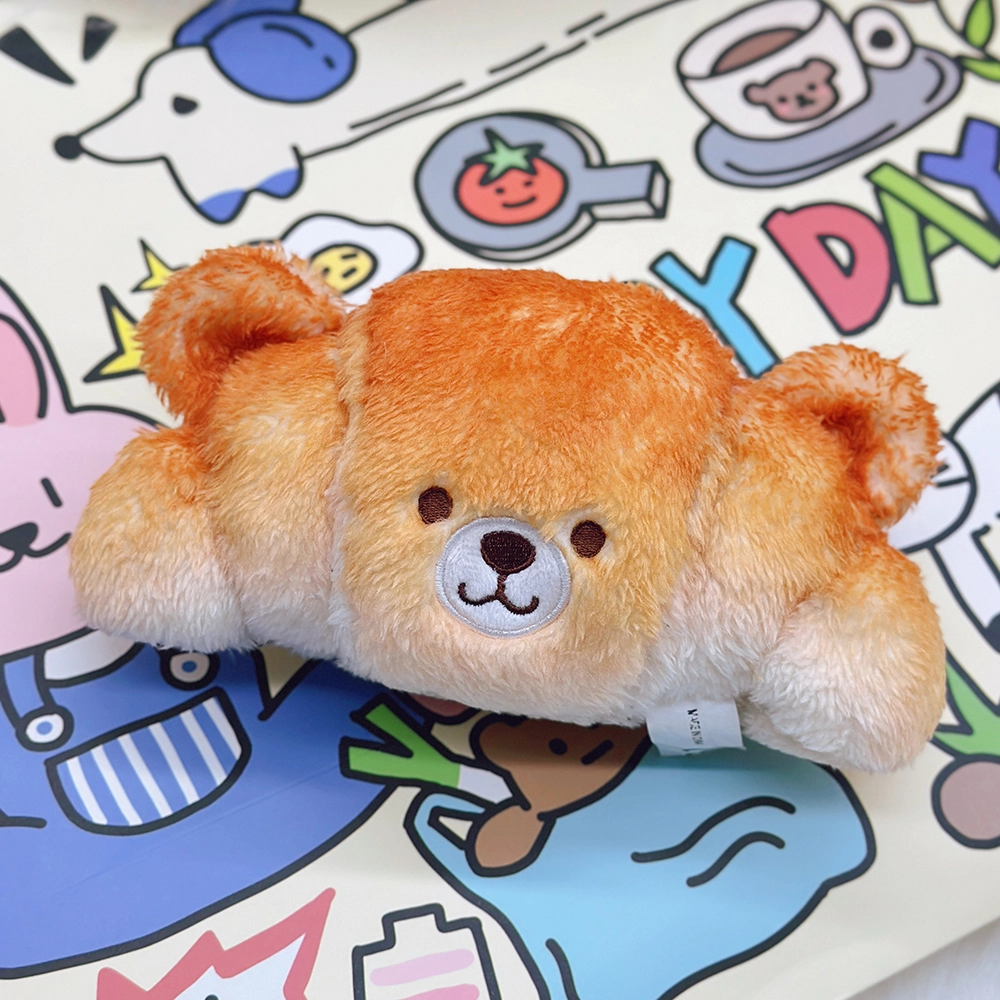 Милая пушистая плюшевая игрушка-медвежонок в форме круассана - 19 см × 10 см, 51 г. Мягкая игрушка для детей и коллекционеров плюшевых игрушек. 1