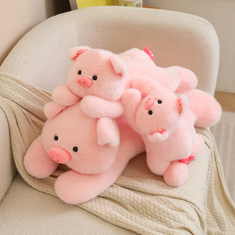 Lying Down Pig Plush Toy - Soft Stuffed Pig Doll for Kids/Decor 1