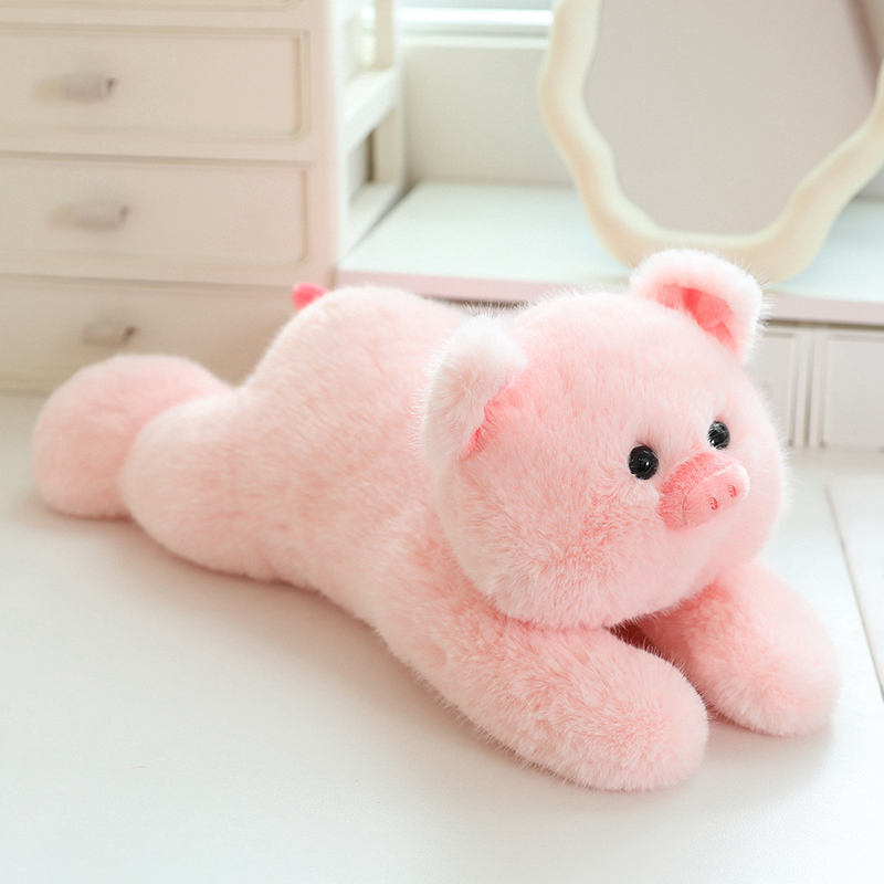 Lying Down Pig Plush Toy - Soft Stuffed Pig Doll for Kids/Decor 12
